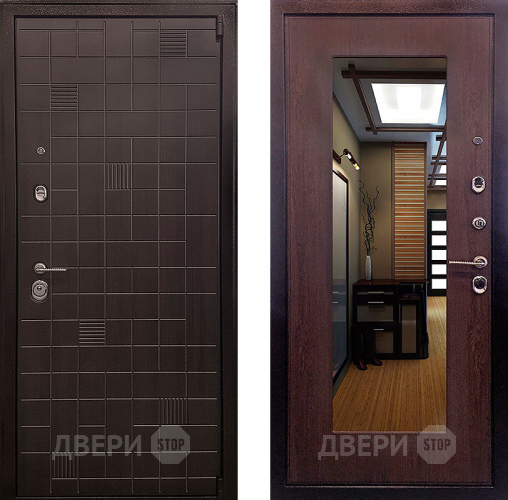 Входная металлическая Дверь Ратибор Силуэт зеркало 3К Венге капучино в Клине