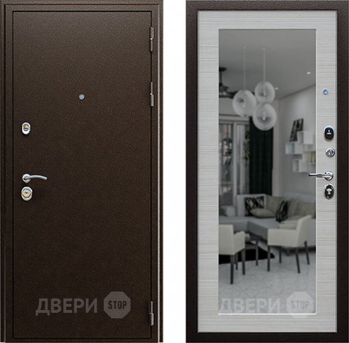 Входная металлическая Дверь АСД Спартак с зеркалом Акация светлая в Клине