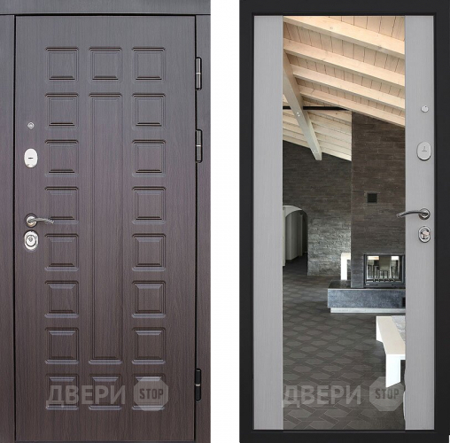 Входная металлическая Дверь S01 2К Зеркало Лиственница белая в Клине