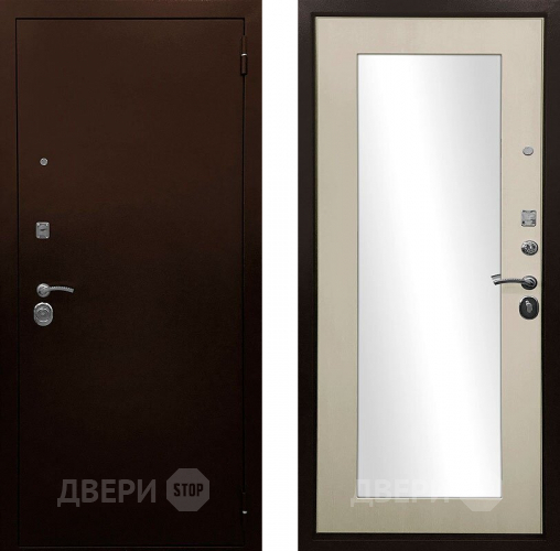 Входная металлическая Дверь Ратибор Оптима 3К зеркало Лиственница беж в Клине