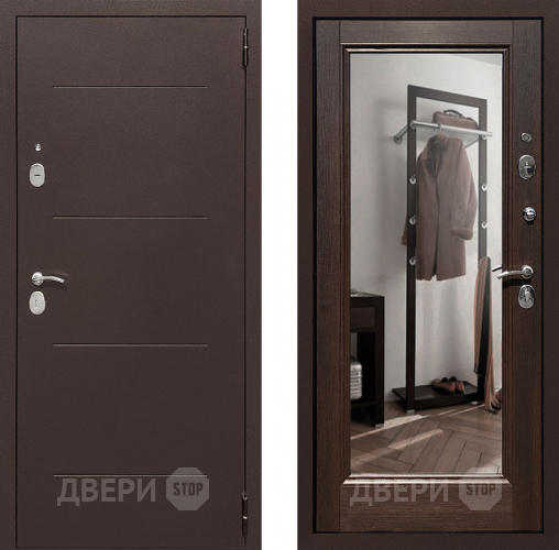 Входная металлическая Дверь Престиж 100 с зеркалом Медь/Венге в Клине