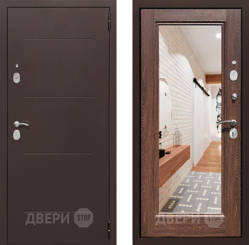 Дверь Престиж 100 с зеркалом Медь/Дуб филадельфия коньяк в Клине