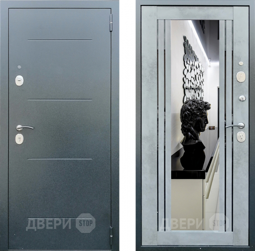 Дверь Престиж Люкс с зеркалом Бетон в Клине