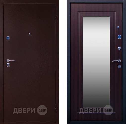 Входная металлическая Дверь СТОП Медь ЗЕРКАЛО Венге в Клине