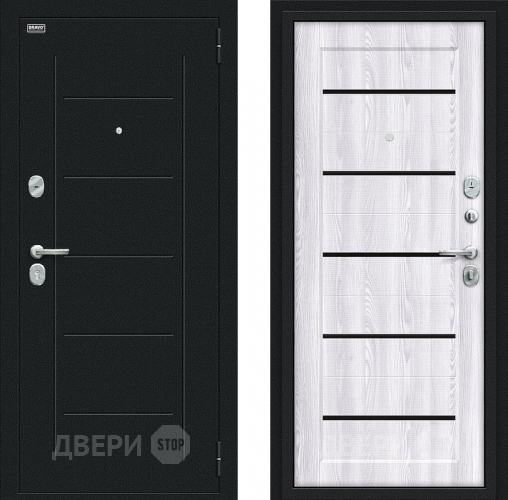Входная металлическая Дверь Bravo Борн Букле черное/Riviera Ice в Клине