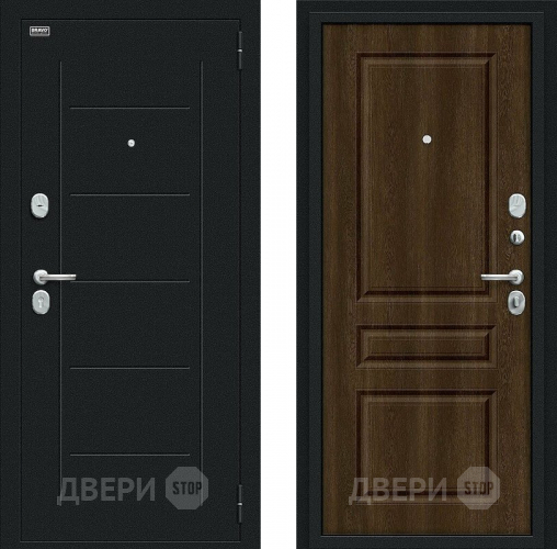 Входная металлическая Дверь Bravo Пик Букле черное/Dark Barnwood в Клине