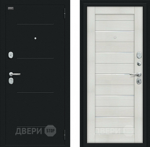 Входная металлическая Дверь Bravo Техно Kale Букле черное/Bianco Veralinga в Клине