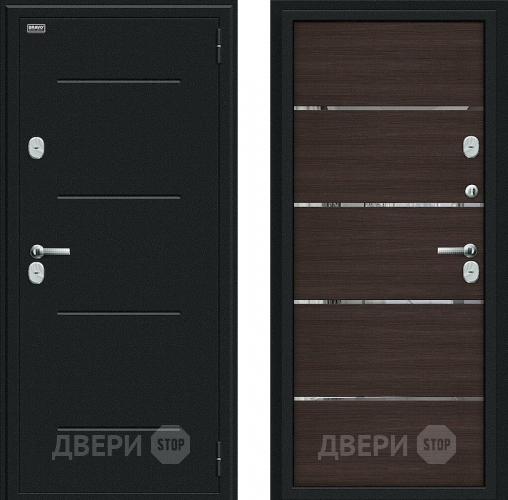 Входная металлическая Дверь Bravo Thermo Лайн Букле черное/Wenge Veralinga в Клине