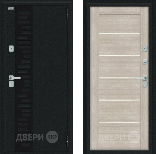 Дверь Bravo Thermo Техно Декор Букле черное/Cappuccino Veralinga в Клине