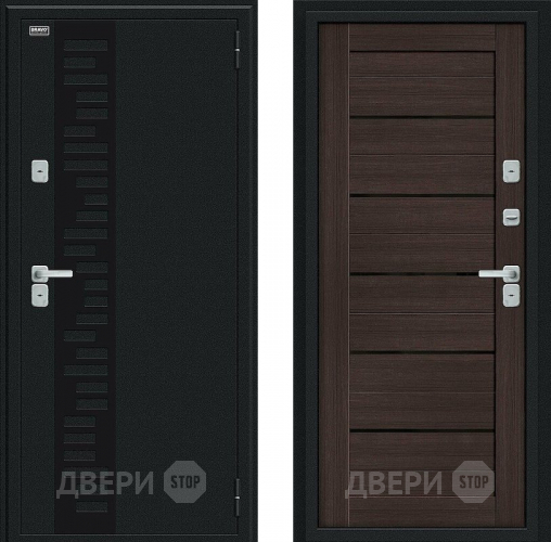 Дверь Bravo Thermo Техно Декор Букле черное/Wenge Veralinga в Клине