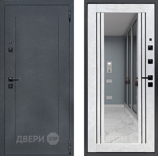 Дверь Престиж Лофт с зеркалом Бетон снежный в Клине