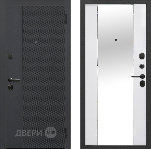 Входная металлическая Дверь Флорида Зеркало Фацет Эммалит Белый в Клине