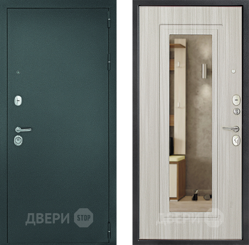 Входная металлическая Дверь Дверной Континент Рубикон Серебро Зеркало Сандал в Клине