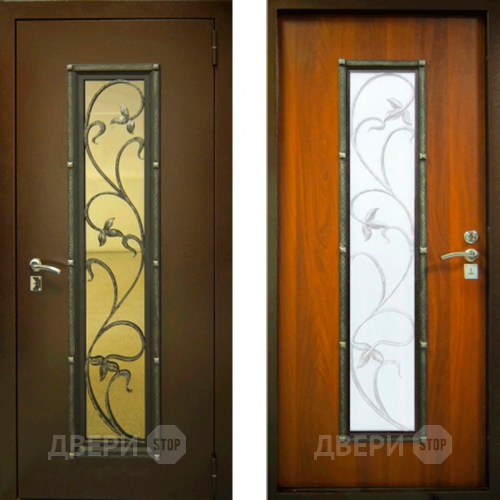 Заводские двери с ковкой и стеклом Лоза в Клине