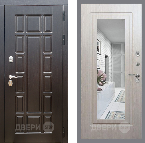 Дверь Стоп НЬЮ ЙОРК Зеркало ФЛ-120 Беленый дуб в Клине