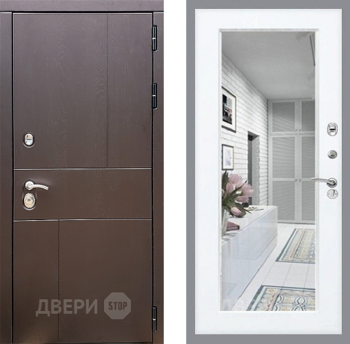 Входная металлическая Дверь Стоп УРБАН Зеркало Силк Сноу в Клине