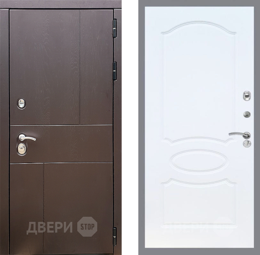 Входная металлическая Дверь Стоп УРБАН ФЛ-128 Белый ясень в Клине