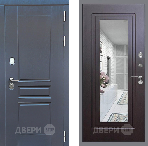 Входная металлическая Дверь Стоп ПЛАТИНУМ Зеркало ФЛ-120 Венге в Клине