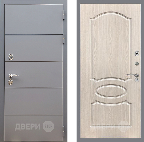 Входная металлическая Дверь Стоп АРТ ГРАФИТ ФЛ-128 Беленый дуб в Клине
