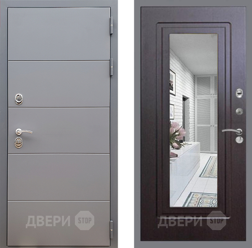 Входная металлическая Дверь Стоп АРТ ГРАФИТ Зеркало ФЛ-120 Венге в Клине