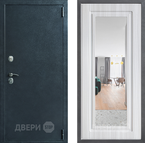 Входная металлическая Дверь Дверной континент ДК-70 Дизайн ФЛЗ Зеркало Сандал белый в Клине