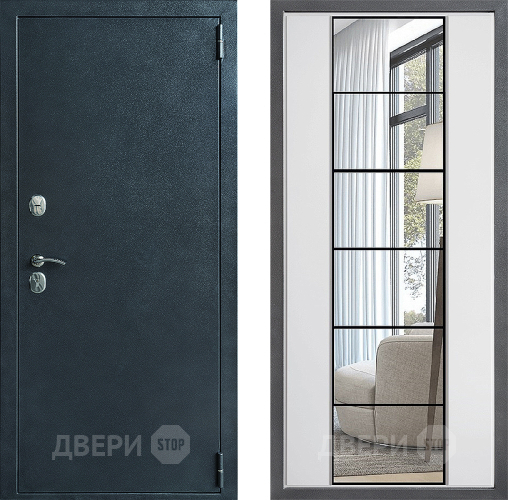 Входная металлическая Дверь Дверной континент ДК-70 Дизайн ФЛЗ-2 Зеркало Белый софт в Клине