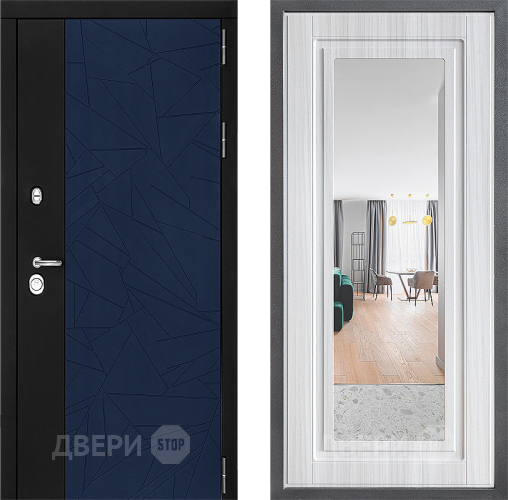 Входная металлическая Дверь Дверной континент ДК-9 ФЛЗ Зеркало Сандал белый в Клине