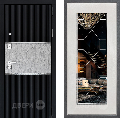 Входная металлическая Дверь Дверной континент ДК-13 ФЛ-Тиффани Зеркало Белое дерево в Клине