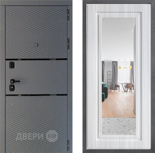 Входная металлическая Дверь Дверной континент Диамант Дизайн ФЛЗ Зеркало Сандал белый в Клине