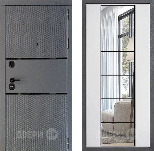 Входная металлическая Дверь Дверной континент Диамант Дизайн ФЛЗ-2 Зеркало Белый софт в Клине