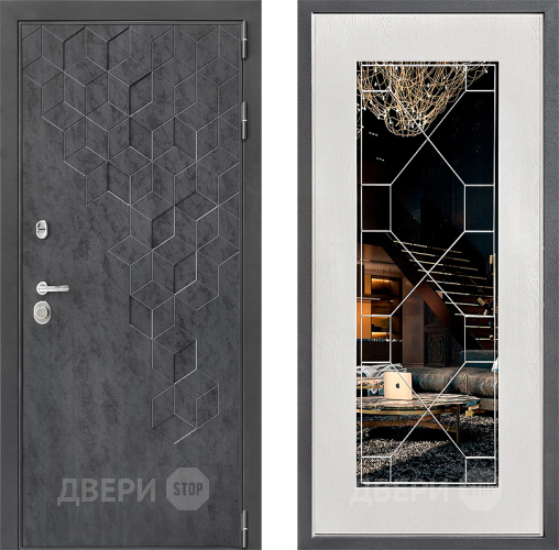 Дверь Дверной континент ДК-3/713 ФЛ-Тиффани Зеркало Белое дерево в Клине
