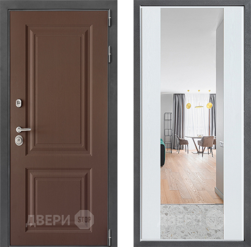 Дверь Дверной континент ДК-3/729 ФЛЗ-1 Зеркало Белое дерево в Клине