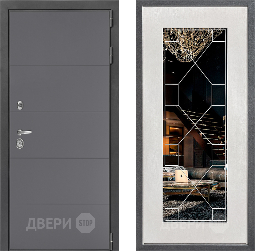 Дверь Дверной континент ДК-3/649 ФЛ-Тиффани Зеркало Белое дерево в Клине
