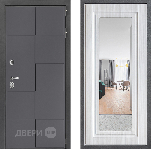 Входная металлическая Дверь Дверной континент ДК-3/606 ФЛЗ Зеркало Сандал белый в Клине