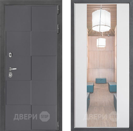 Входная металлическая Дверь Дверной континент ДК-3/606 ФЛЗ-1 Зеркало Белый софт в Клине