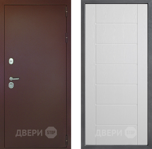 Входная металлическая Дверь Дверной континент Рубикон Медь Дизайн ФЛ-Лайн Белое дерево в Клине