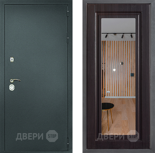 Входная металлическая Дверь Дверной континент Рубикон Серебро Дизайн ФЛЗ Зеркало Венге в Клине