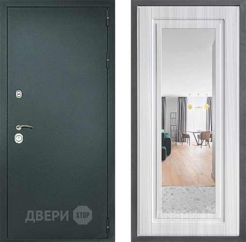 Входная металлическая Дверь Дверной континент Рубикон Серебро Дизайн ФЛЗ Зеркало Сандал белый в Клине