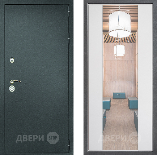 Входная металлическая Дверь Дверной континент Рубикон Серебро Дизайн ФЛЗ-1 Зеркало Белый софт в Клине