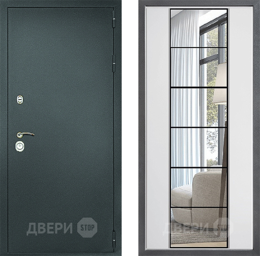 Дверь Дверной континент Рубикон Серебро Дизайн ФЛЗ-2 Зеркало Белый софт в Клине