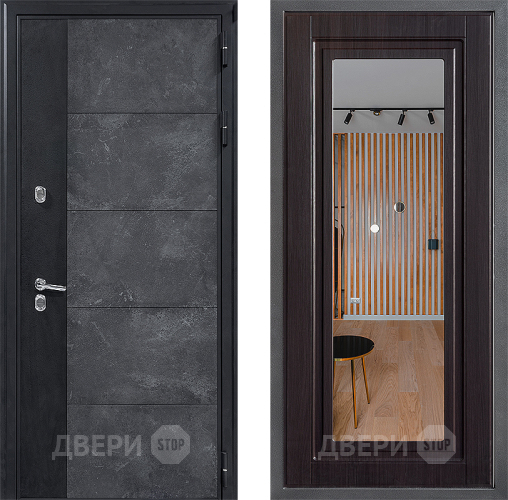 Дверь Дверной континент ДК-15 Бетон ТЕРМО ФЛЗ Зеркало Венге в Клине
