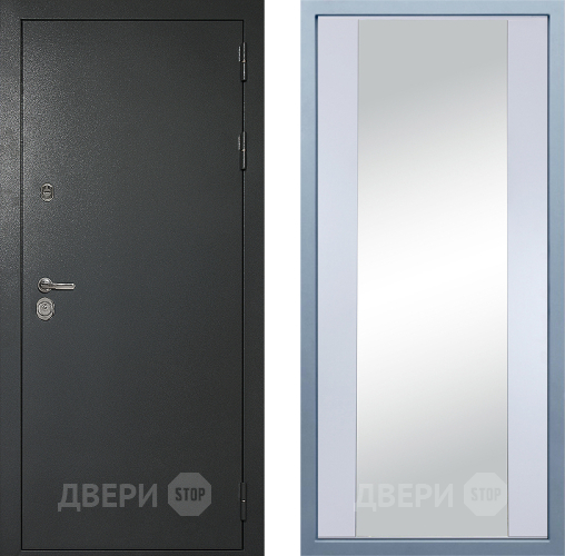 Входная металлическая Дверь Дива МД-40 Титан Д-15 Зеркало Белый в Клине
