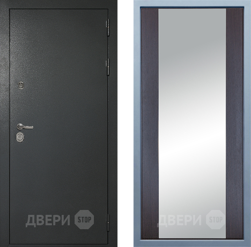 Входная металлическая Дверь Дива МД-40 Титан Д-15 Зеркало Венге в Клине
