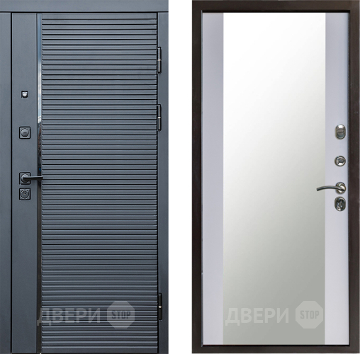 Дверь Престиж Черная Линия Зеркало Белый софт в Клине