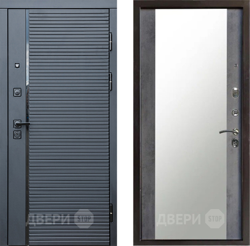 Входная металлическая Дверь Престиж Черная Линия Зеркало Бетон темный в Клине