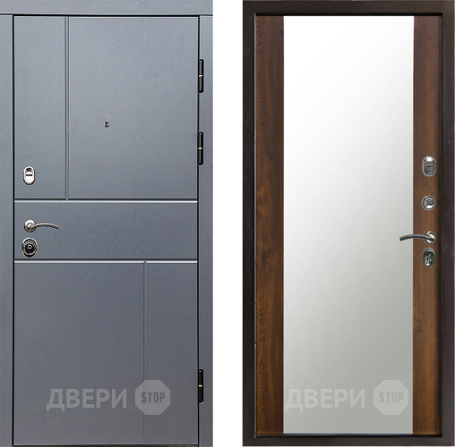 Входная металлическая Дверь Престиж Горизонт Грэй Зеркало Дуб в Клине