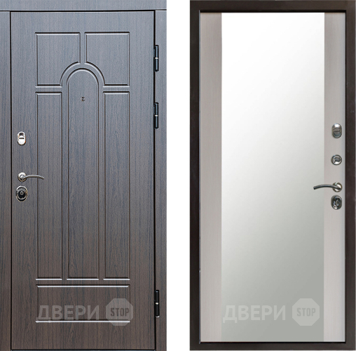 Входная металлическая Дверь Престиж Арка Зеркало Лиственница белая в Клине