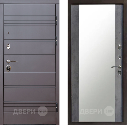 Дверь Престиж Линия Браун Зеркало Бетон темный в Клине