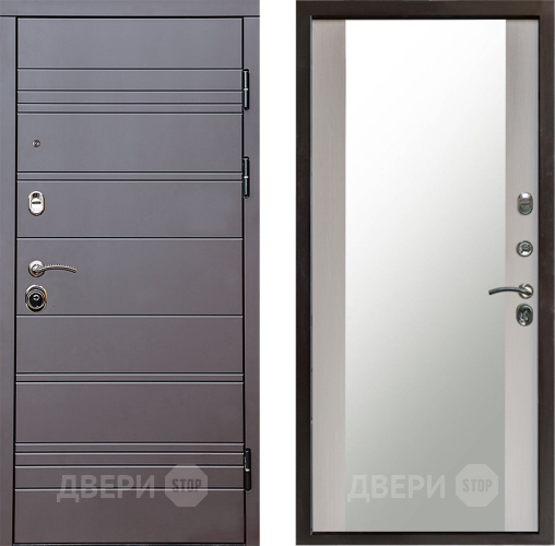Входная металлическая Дверь Престиж Линия Браун Зеркало Лиственница белая в Клине