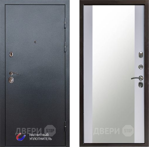 Дверь Престиж Графит Зеркало Белый софт в Клине
